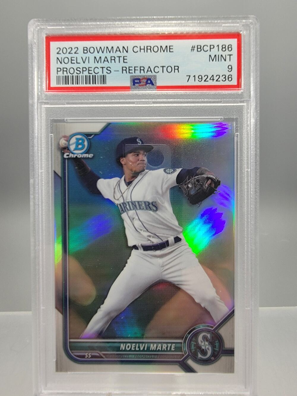 2022 Bowman Chrome Noelvi Marte #186 Prospects - Refactor Set 1st #168-499 PSA 9